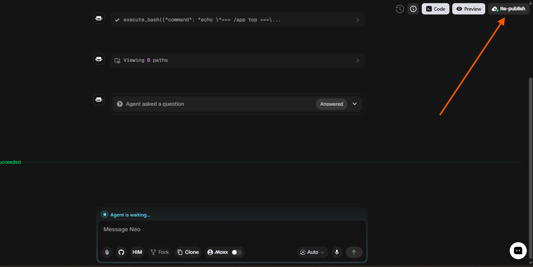 Click Re-publish